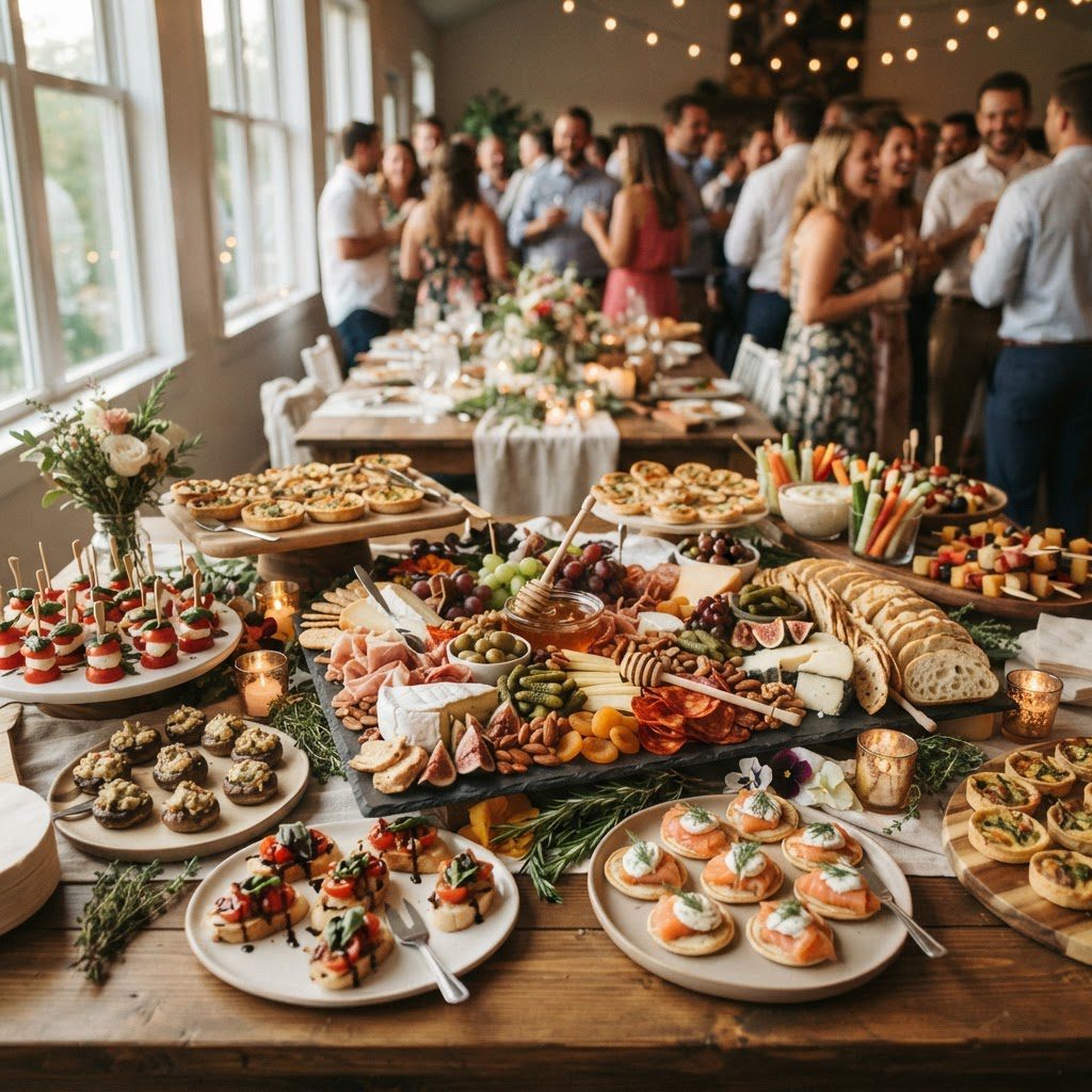 Elegant catering appetizer table